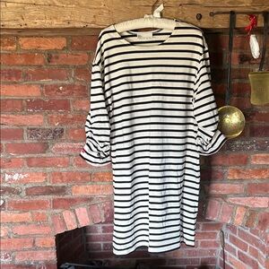 Tory Burch cotton dress with ruched sleeve detail.